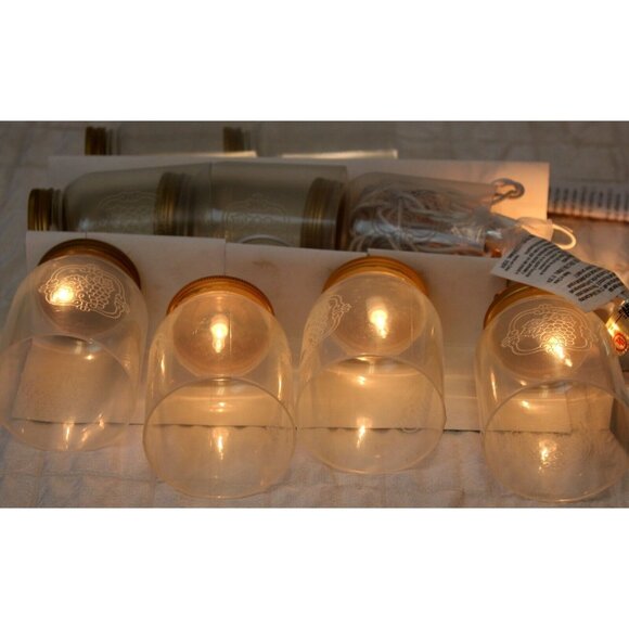 Mason Jar String Lights Set of 10, NEW in Box Plastic Farmhouse Country Porch - Picture 4 of 7